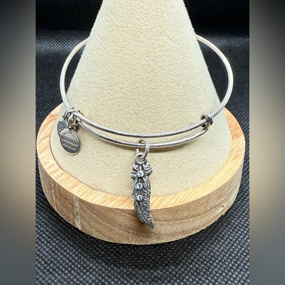 🪶ALEX AND ANI🪶Feather Charm Bangle in RafaelianSilver/EUC - Picture 2 of 8